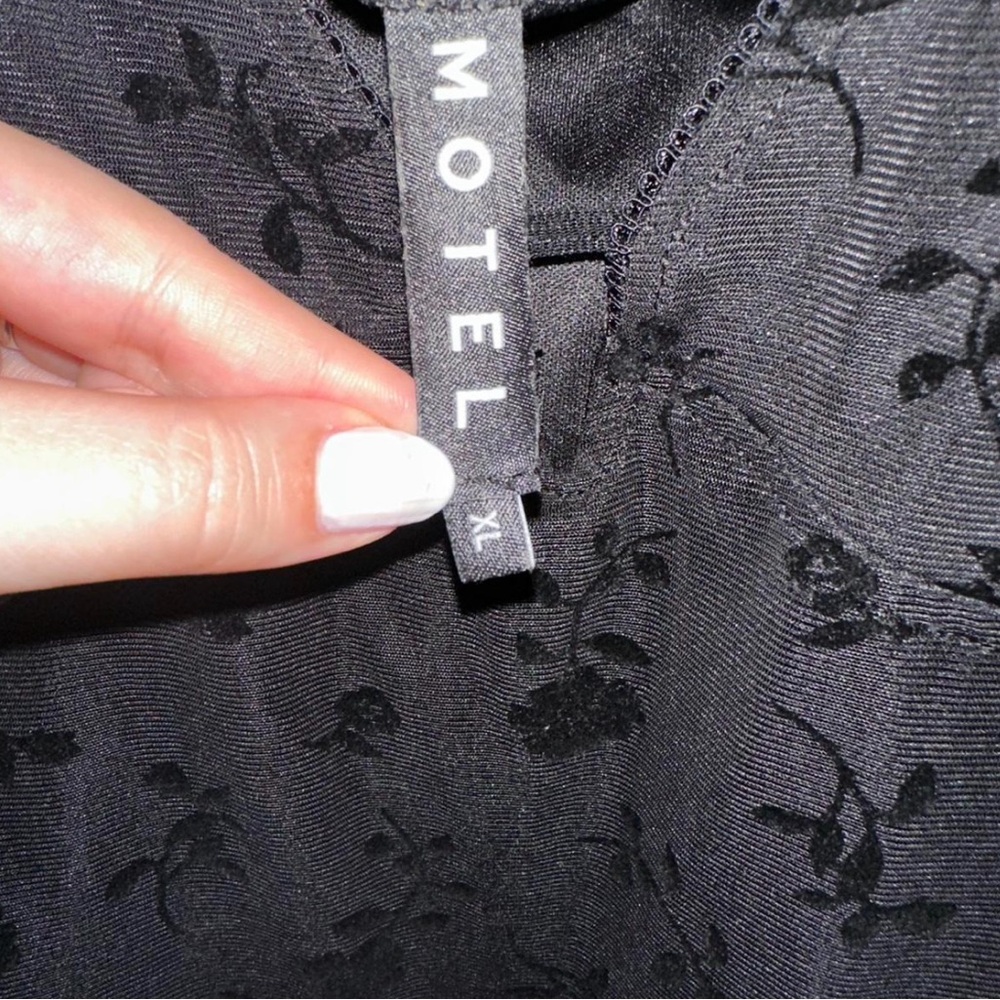 Motel Black Velvet Floral Mini Dress - Picture 3 of 4